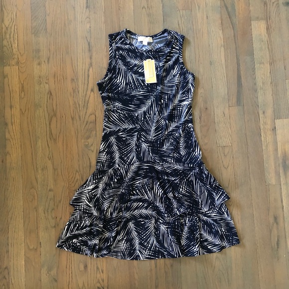 MICHAEL Michael Kors Dresses & Skirts - Michael Michael Kors Palm Print Sleeveless Flounce Dress- S